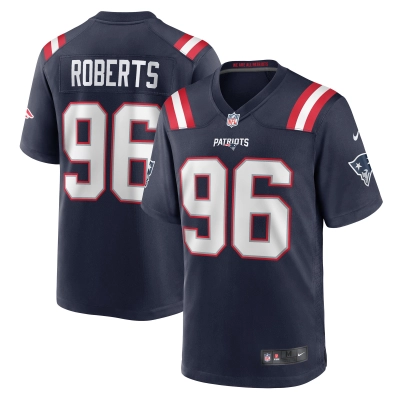 Men's New England Patriots Sam Roberts Navy Game Player Jersey 01
