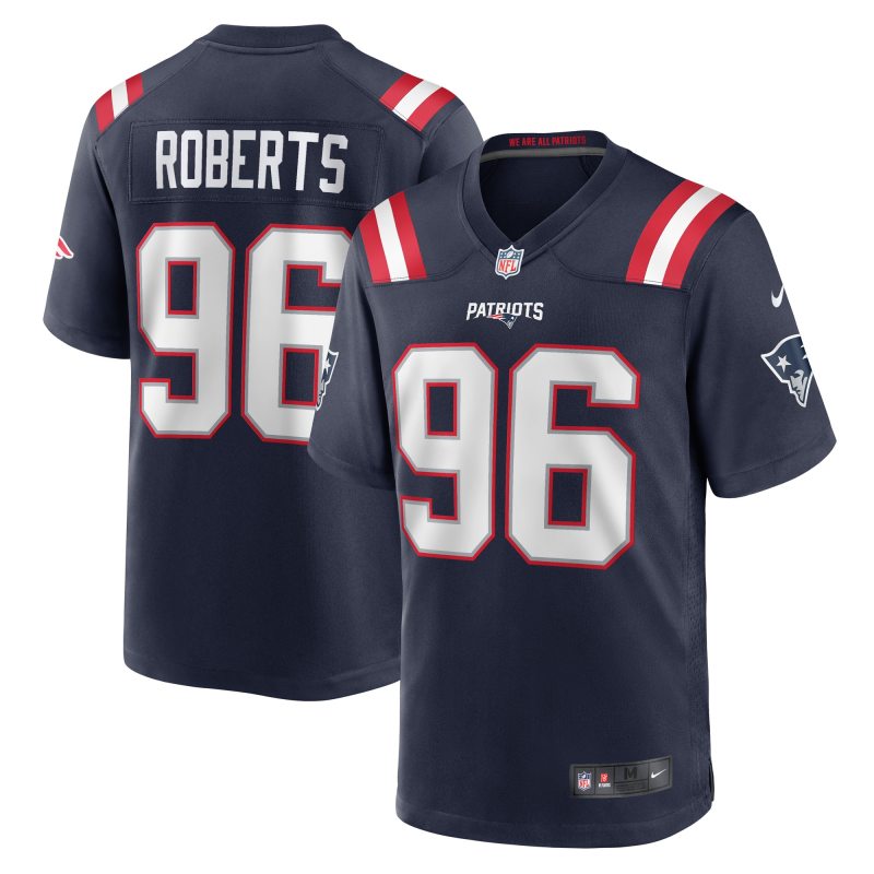 Men's New England Patriots Sam Roberts Navy Game Player Jersey