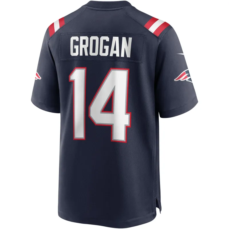 Men's New England Patriots Steve Grogan Navy Game Retired Player Jersey