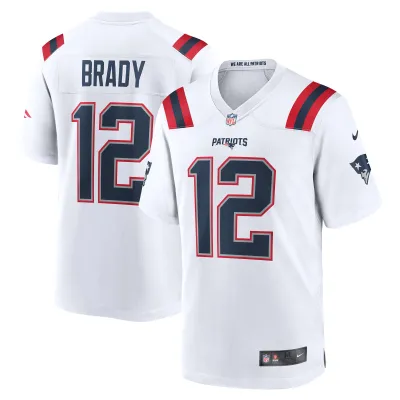 Men's New England Patriots Tom Brady White Retired Game Jersey 01