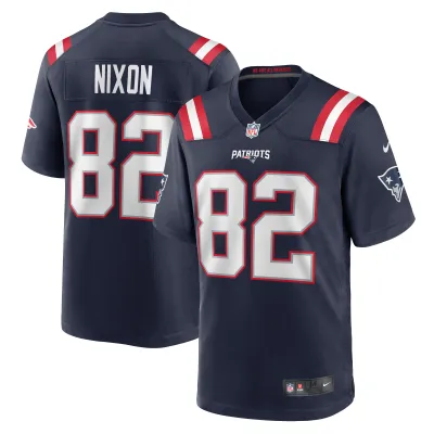 Men's New England Patriots Tre Nixon Navy Player Game Jersey 01