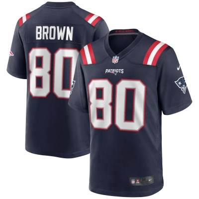 Men's New England Patriots Troy Brown Navy Game Retired Player Jersey 01