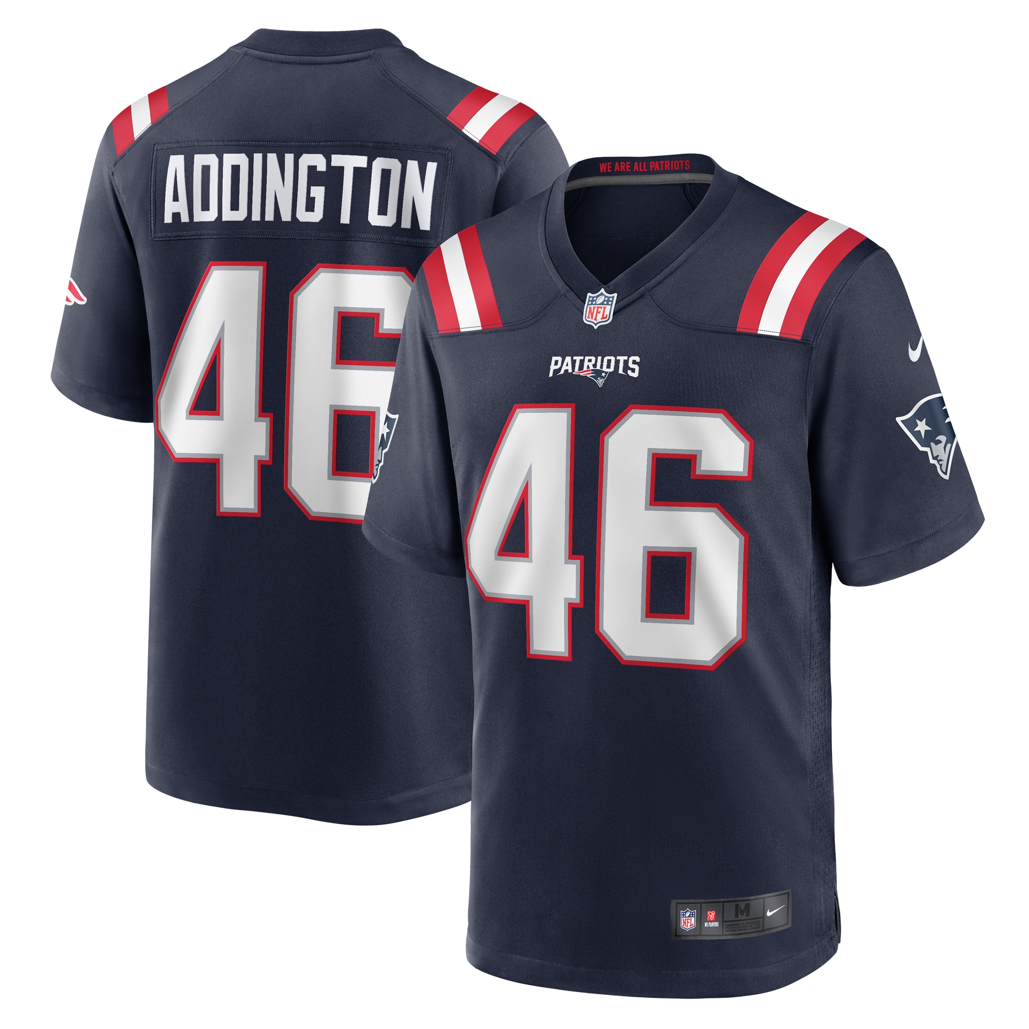 Men's New England Patriots Tucker Addington Navy Home Game Player Jersey