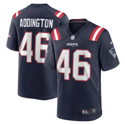 Men's New England Patriots Tucker Addington Navy Home Game Player Jersey 01