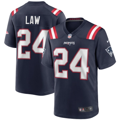Men's New England Patriots Ty Law Navy Game Retired Player Jersey 01