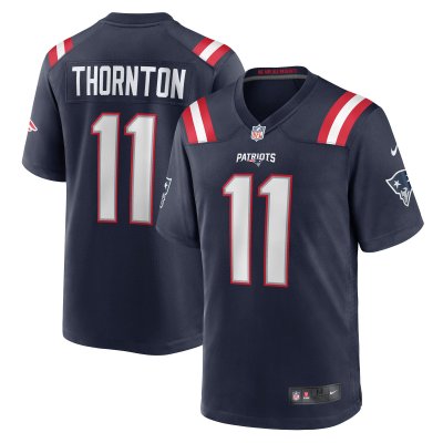 Men's New England Patriots Tyquan Thornton Navy Game Player Jersey 01