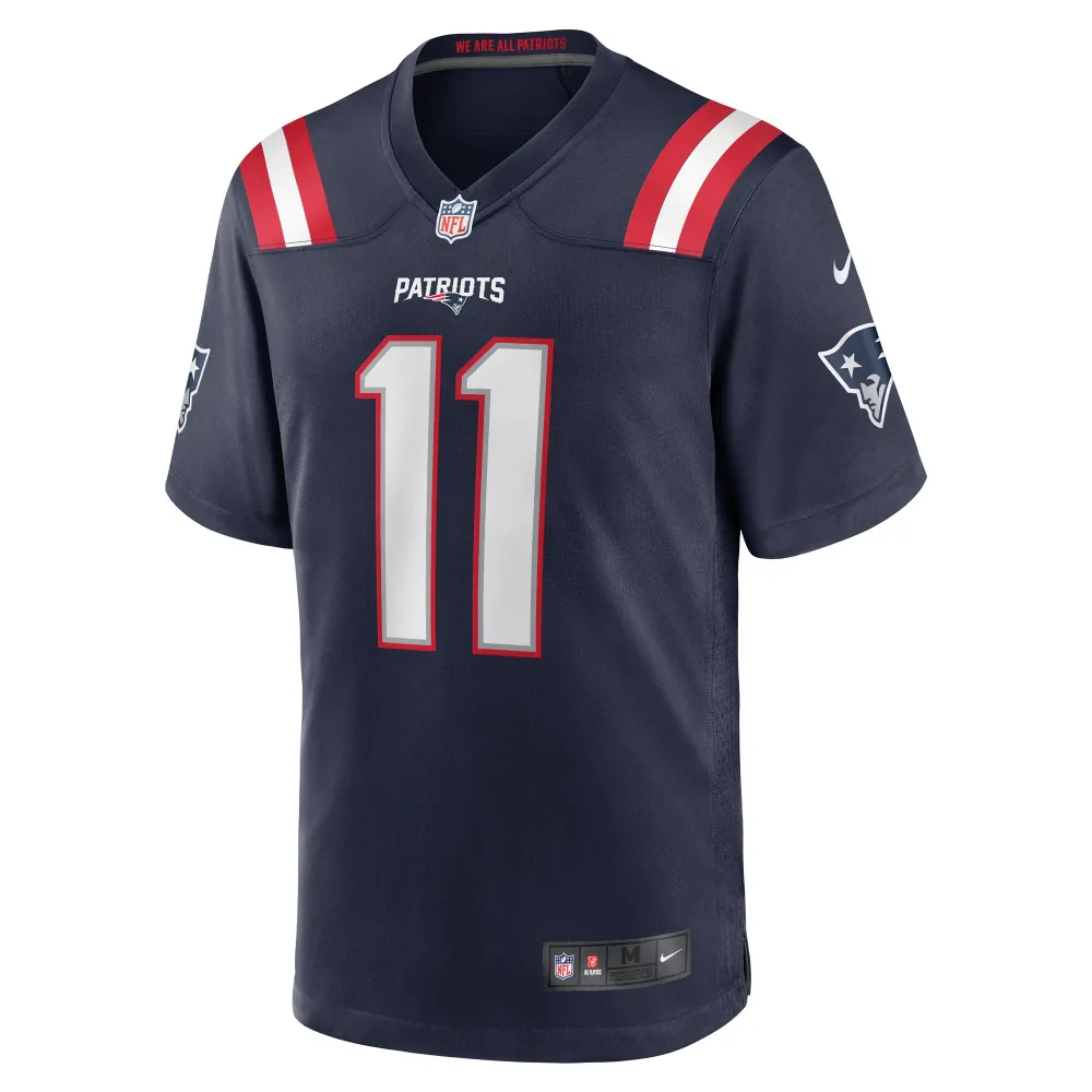 Men's New England Patriots Tyquan Thornton Navy Game Player Jersey