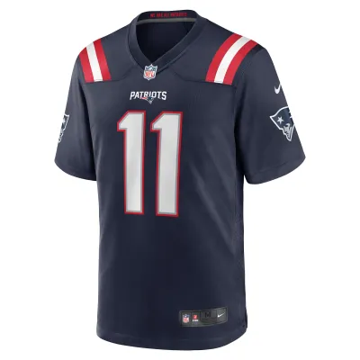Men's New England Patriots Tyquan Thornton Navy Game Player Jersey 02