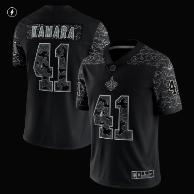 Men's New Orleans Saints Alvin Kamara Black RFLCTV Limited Jersey 02