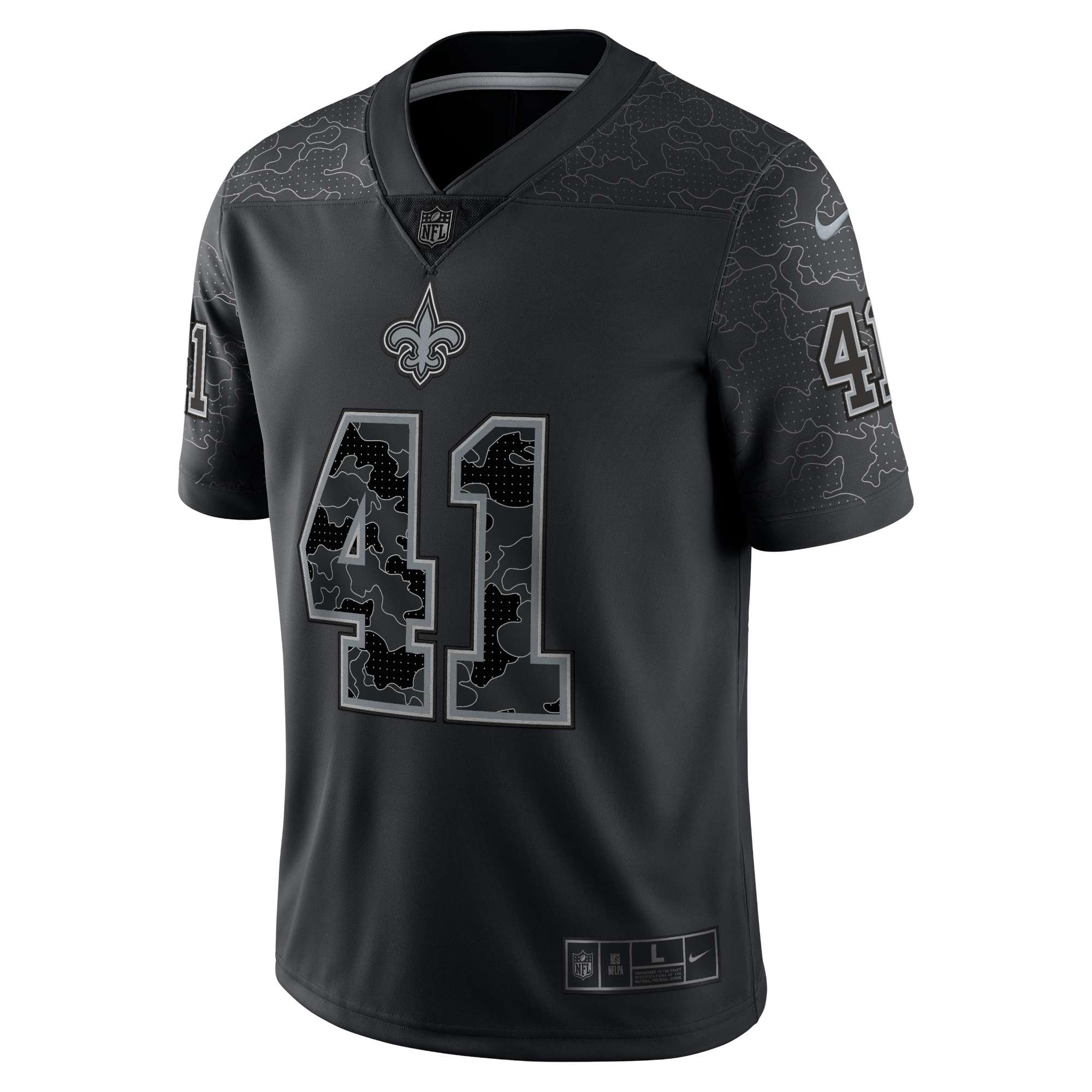 Men's New Orleans Saints Alvin Kamara Black RFLCTV Limited Jersey