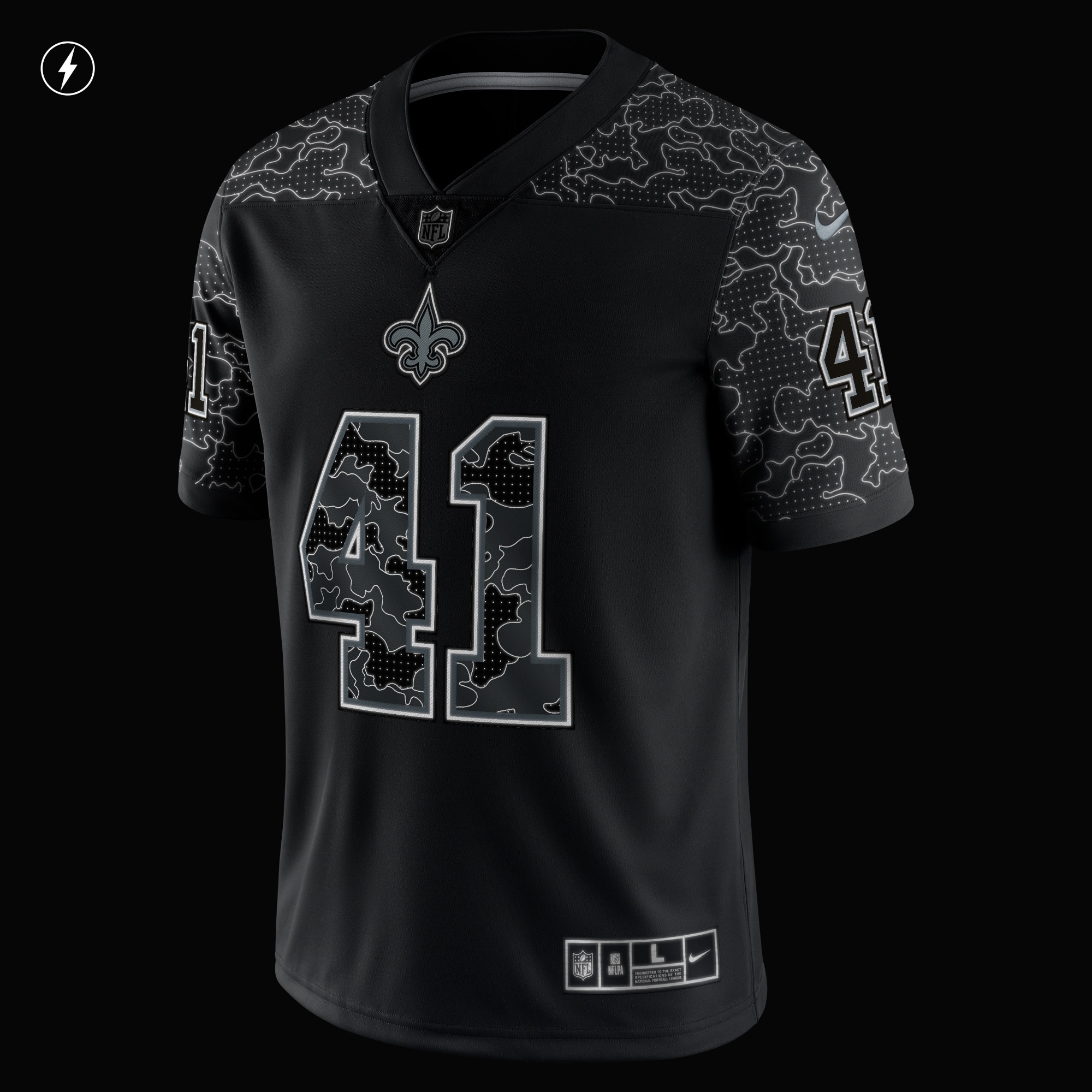 Men's New Orleans Saints Alvin Kamara Black RFLCTV Limited Jersey