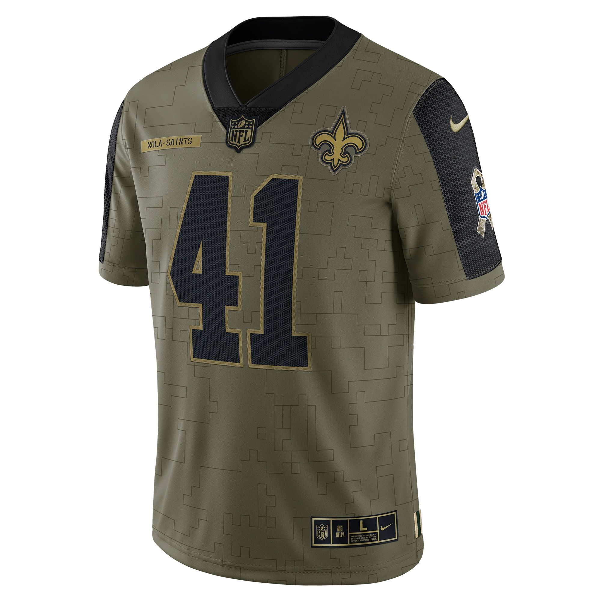 Men's New Orleans Saints Alvin Kamara Olive Salute To Service Limited Player Jersey