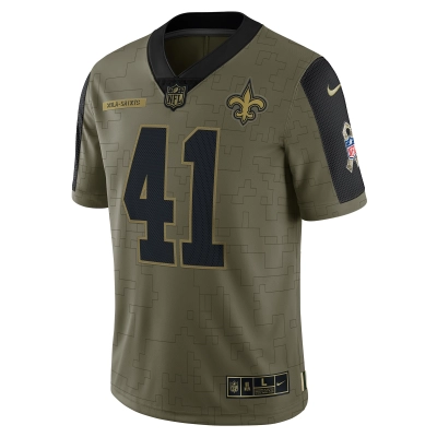 Men's New Orleans Saints Alvin Kamara Olive Salute To Service Limited Player Jersey 02