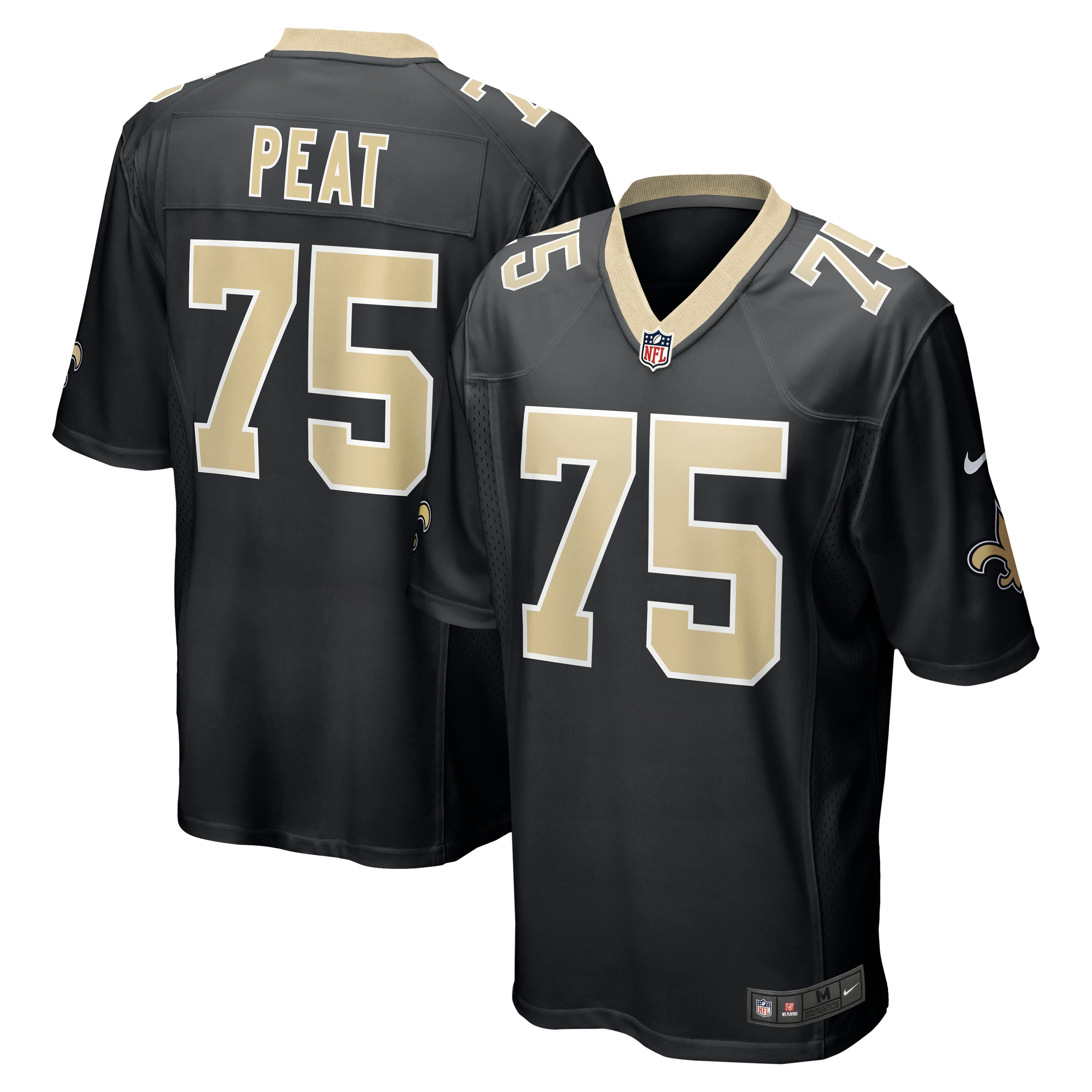 Men's New Orleans Saints Andrus Peat Black Game Jersey