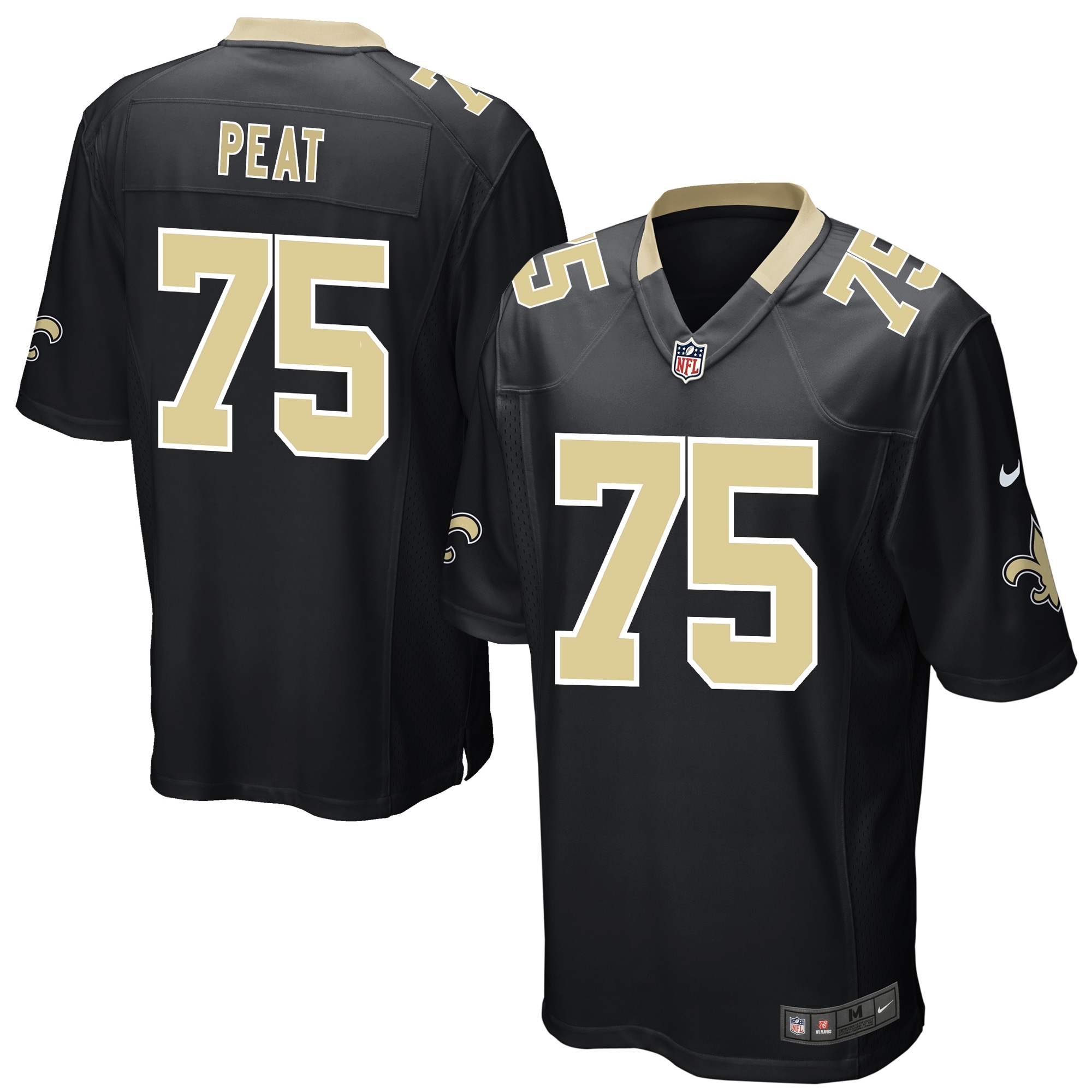 Men's New Orleans Saints Andrus Peat Black Game Player Jersey