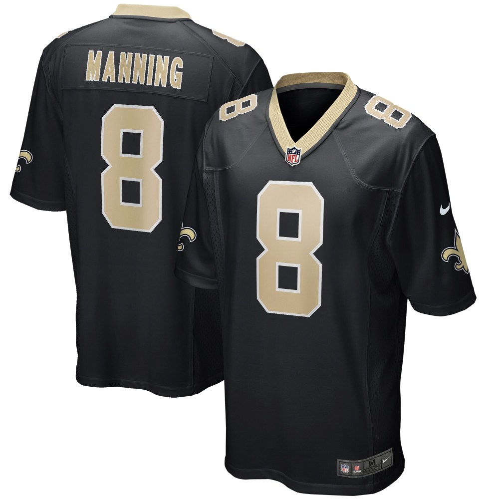 Men's New Orleans Saints Archie Manning Black Game Retired Player Jersey