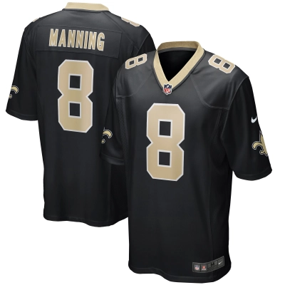 Men's New Orleans Saints Archie Manning Black Game Retired Player Jersey 01