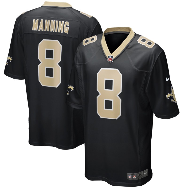 Men's New Orleans Saints Archie Manning Black Game Retired Player Jersey