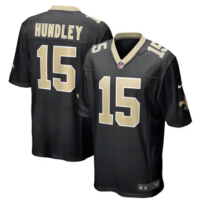 Men's New Orleans Saints Brett Hundley Black Game Player Jersey 01