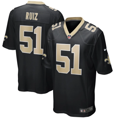 Men's New Orleans Saints Cesar Ruiz Black Player Game Jersey 01