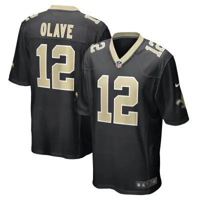 Men's New Orleans Saints Chris Olave Black Player Game Jersey 01