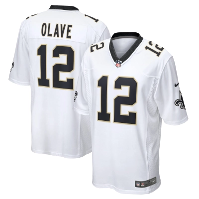 Men's New Orleans Saints Chris Olave White Game Player Jersey 01