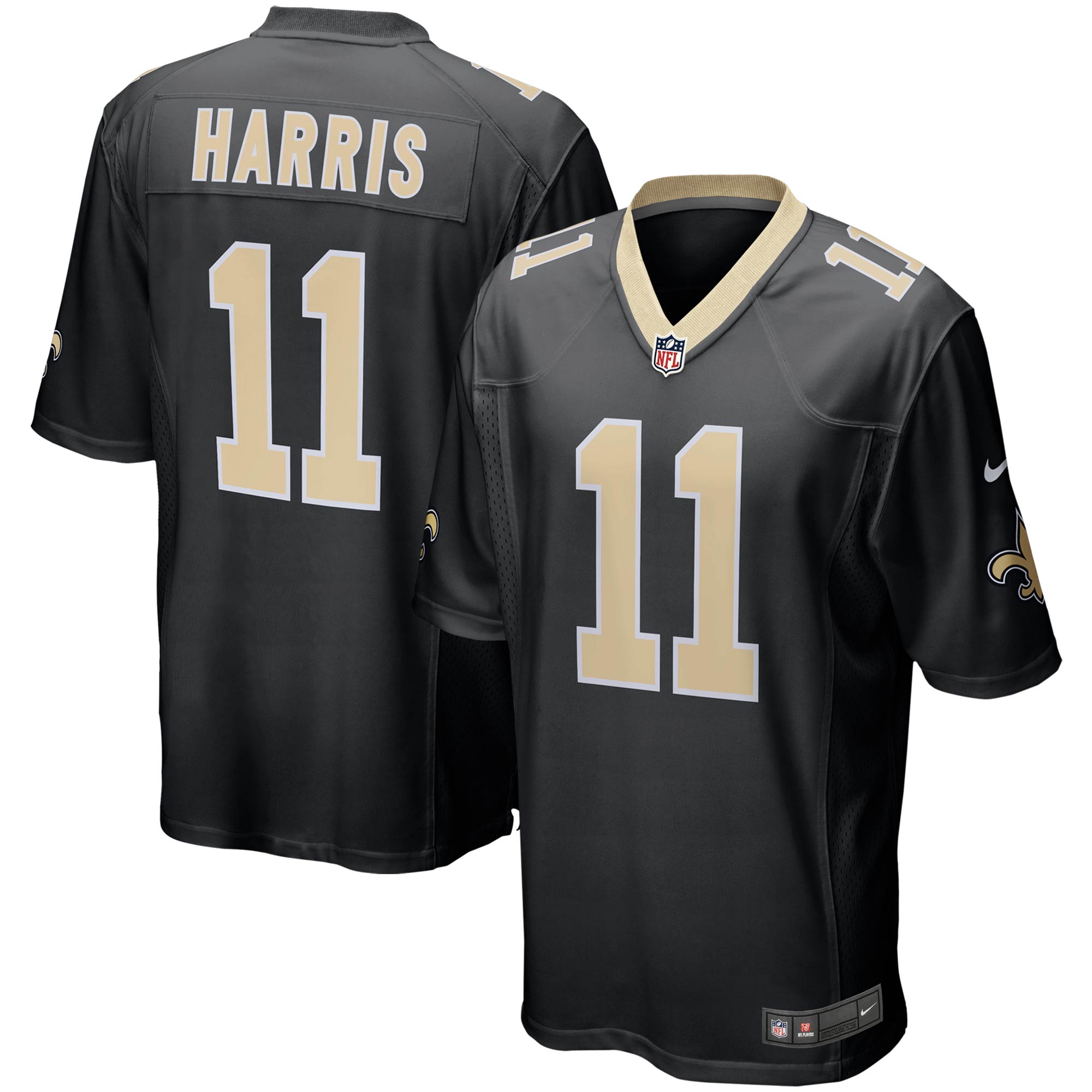 Men's New Orleans Saints Deonte Harris Black Game Player Jersey