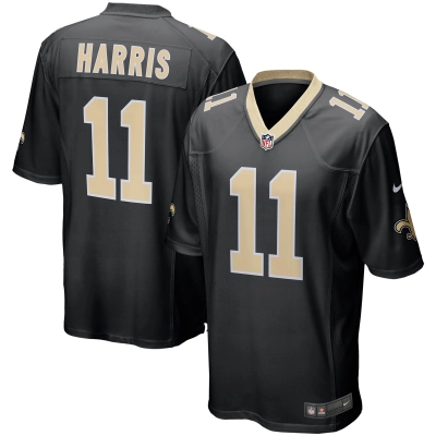 Men's New Orleans Saints Deonte Harris Black Game Player Jersey 01