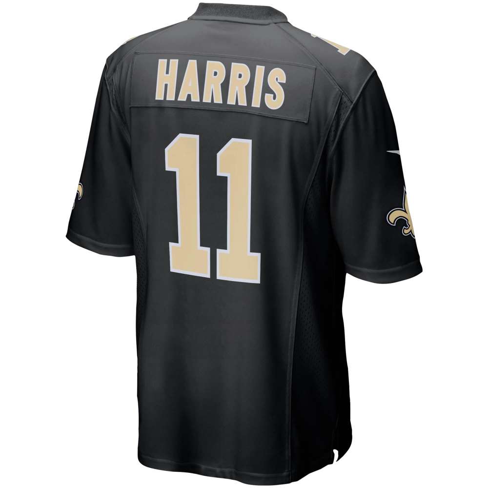 Men's New Orleans Saints Deonte Harris Black Game Player Jersey