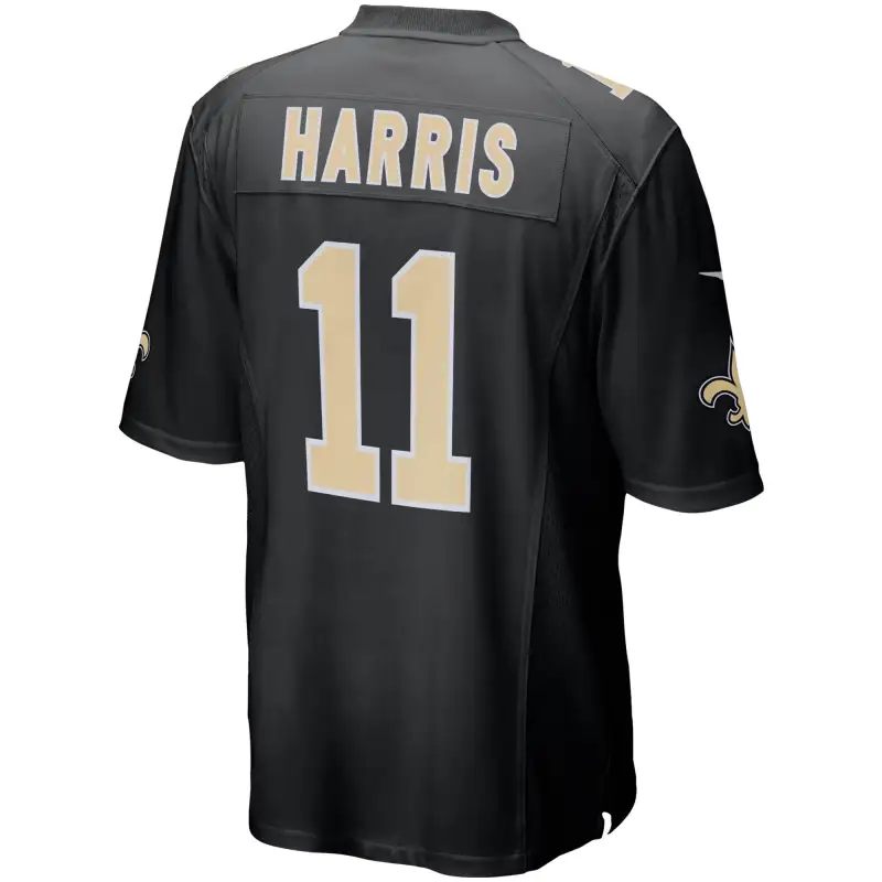 Men's New Orleans Saints Deonte Harris Black Game Player Jersey