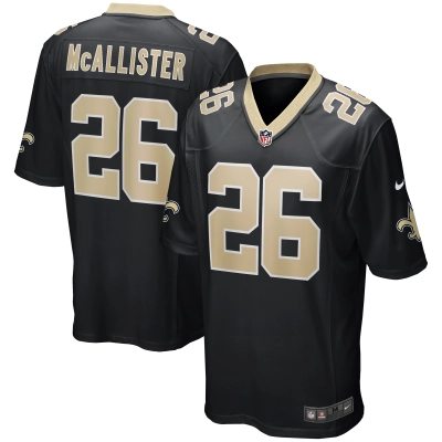 Men's New Orleans Saints Deuce McAllister Black Game Retired Player Jersey 01
