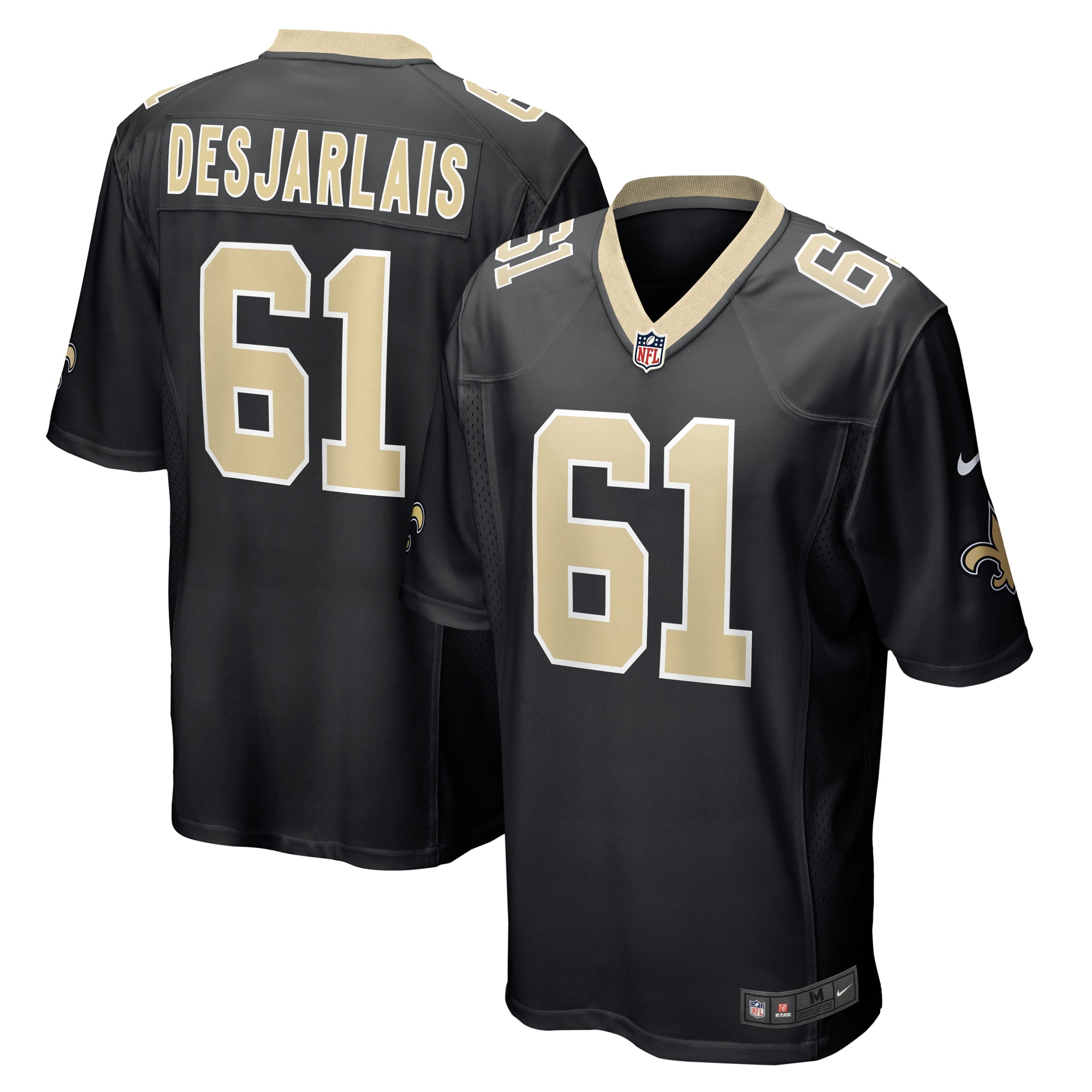 Men's New Orleans Saints Drew Desjarlais Black Game Player Jersey