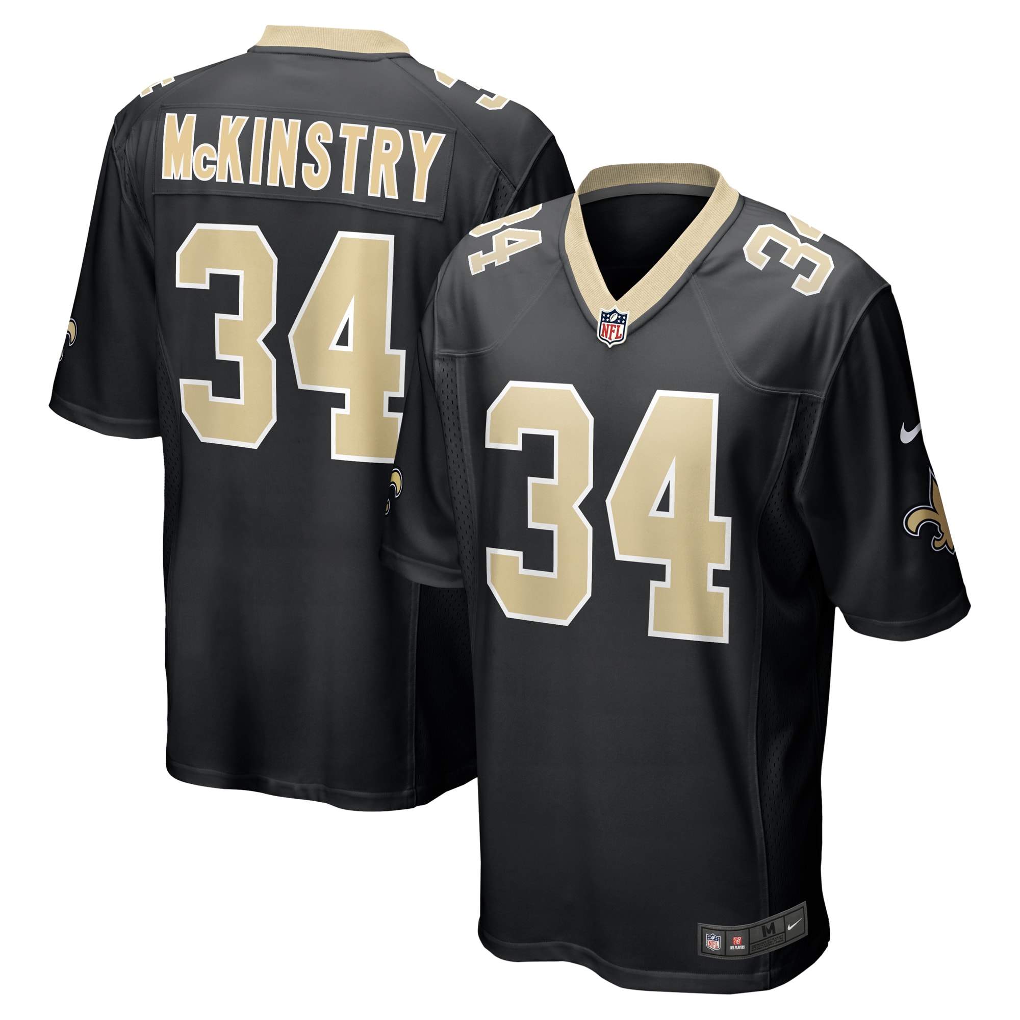 Men's New Orleans Saints Ga'Quincy McKinstry Black 2024 NFL Draft Player Game Jersey
