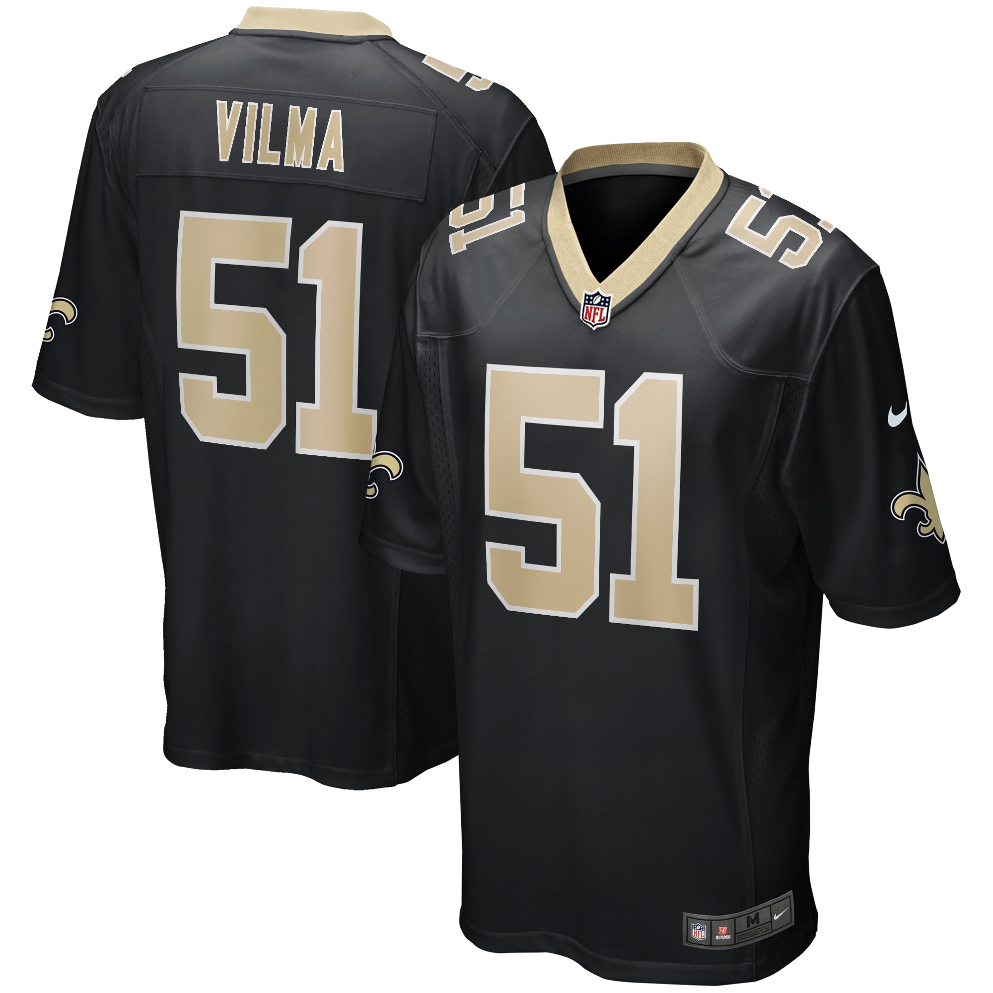 Men's New Orleans Saints Jonathan Vilma Black Game Retired Player Jersey