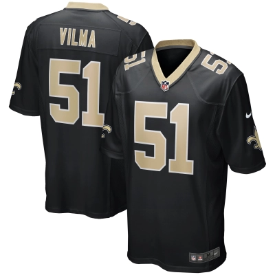 Men's New Orleans Saints Jonathan Vilma Black Game Retired Player Jersey 01