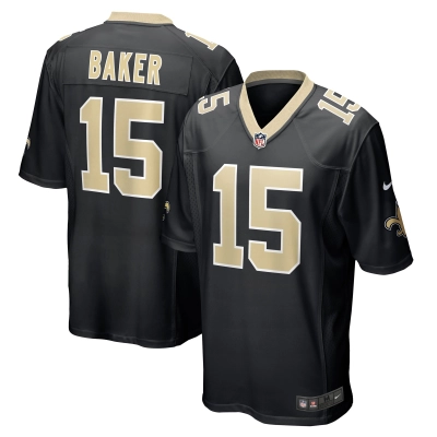 Men's New Orleans Saints Kawaan Baker Black Game Player Jersey 01