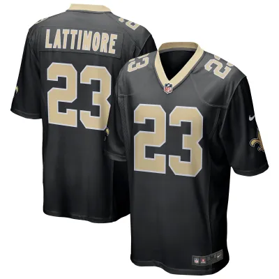Men's New Orleans Saints Marshon Lattimore Black Game Jersey 01