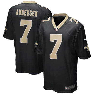 Men's New Orleans Saints Morten Andersen Black Game Retired Player Jersey 01