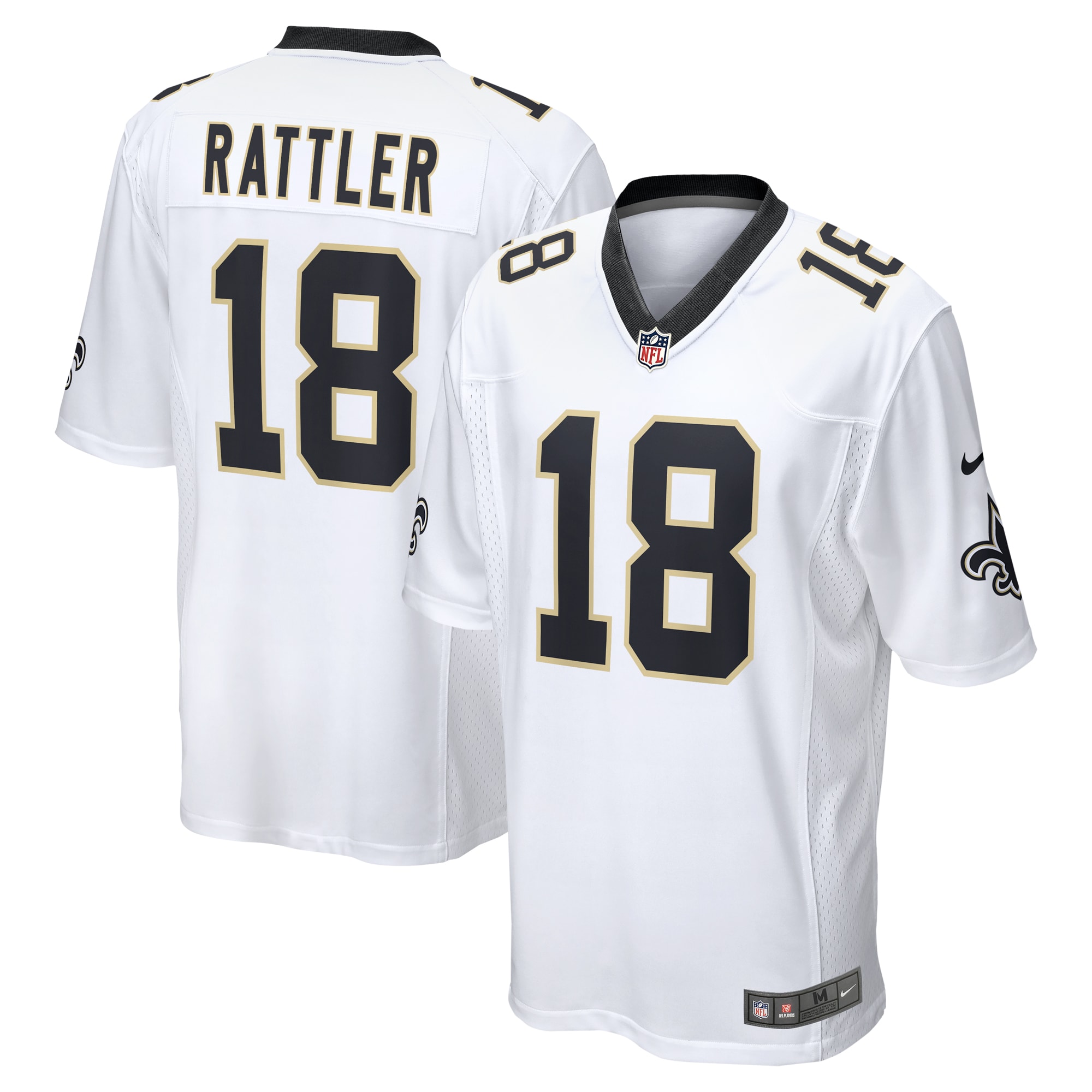 Men's New Orleans Saints Spencer Rattler White 2024 NFL Draft Game Player Jersey