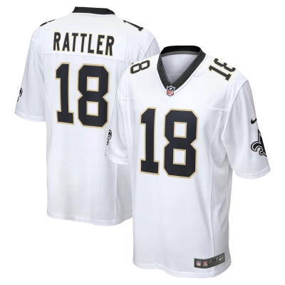 Men's New Orleans Saints Spencer Rattler White 2024 NFL Draft Game Player Jersey 01