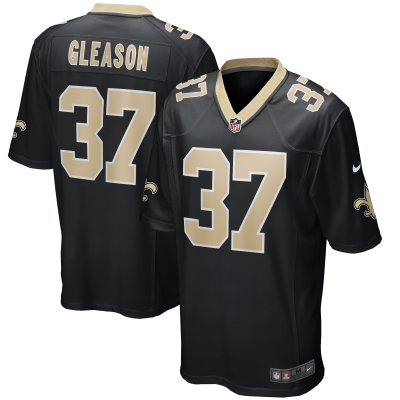 Men's New Orleans Saints Steve Gleason Black Game Retired Player Jersey 01