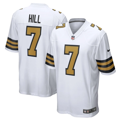 Men's New Orleans Saints Taysom Hill White Alternate Game Jersey 01