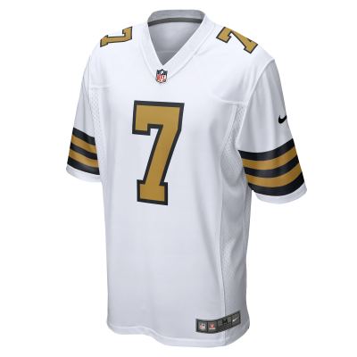 Men's New Orleans Saints Taysom Hill White Alternate Game Jersey 02