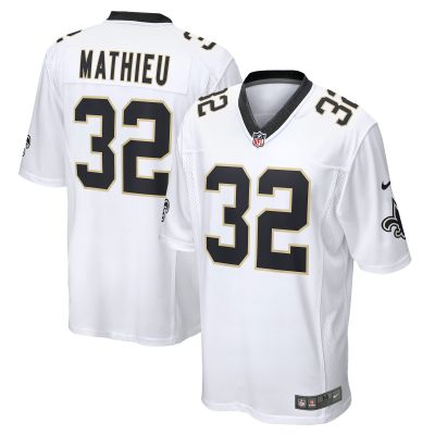 Men's New Orleans Saints Tyrann Mathieu White Game Jersey 01