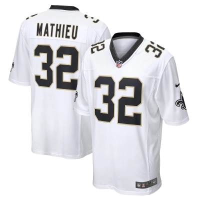 Men's New Orleans Saints Tyrann Mathieu White Game Jersey 01