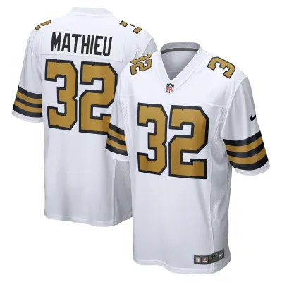Men's New Orleans Saints Tyrann Mathieu White Player Game Jersey 01