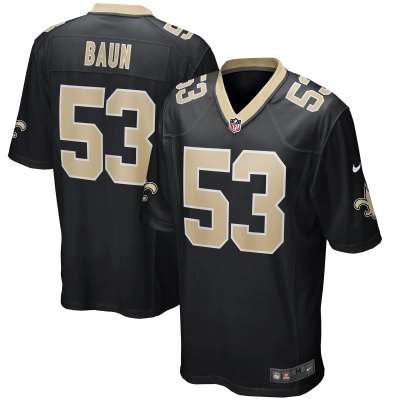 Men's New Orleans Saints Zack Baun Black Game Player Jersey 01