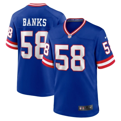 Men's New York Giants Carl Banks Royal Classic Retired Player Game Jersey 01