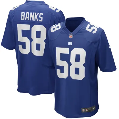 Men's New York Giants Carl Banks  Royal Game Retired Player Jersey 01