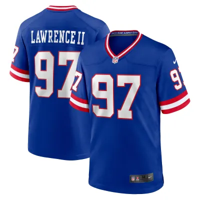 Men's New York Giants Dexter Lawrence II Royal Classic Game Player Jersey 01